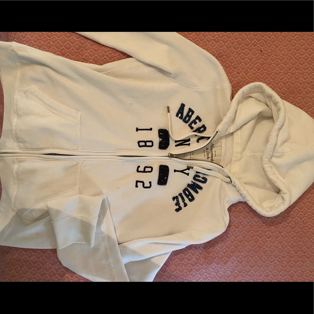 Girls white and navy blue zip Hoodie